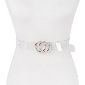 Clear Transparent Double Ring Buckle Skinny Statement Belt